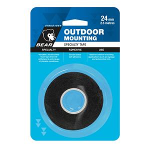 Bear 24mm x 2.5m Black Outdoor Mounting Tape