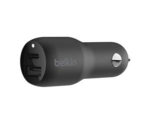 Belkin BoostUp Charge (2020 New Compact Design) 18W USB-C Power Delivery fast charge + 12W USB-A Dual Port Car Charger