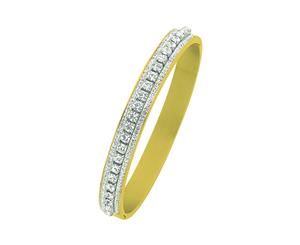 Bevilles Stainless Steel Yellow Crystal Pave Bangle