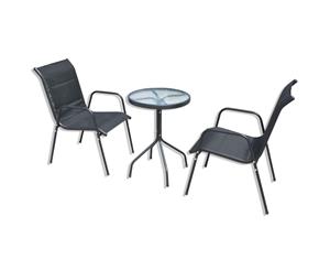 Bistro Set Steel Textilene 50x71cm Black Outdoor Garden Table Chair