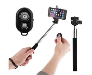 Bluetooth Remote Control Extendable Selfie Stick Monopod Iphone Samsung Htc Blk