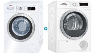 Bosch 8kg Front Load Washing Machine & 8kg Heat Pump Dryer Package