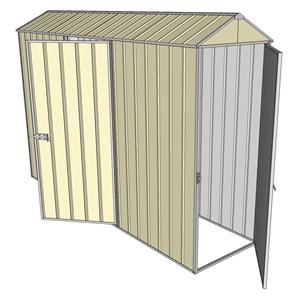 Build-a-Shed 0.8 x 3 x 2.3m Gable Single Hinged Door Shed with Single Hinged Side Door - Cream