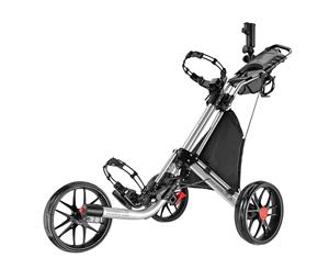 CaddyTek CaddyLite EZ-Fold Pro 3 Wheel Golf Buggy / Push Cart - Silver