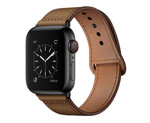 Catzon Watch Band Genuine Leather Loop 38/42mm Watchband For iWatch 40/44mm For Apple Watch 4/3/2/1  Crazy-horse Dark Brown