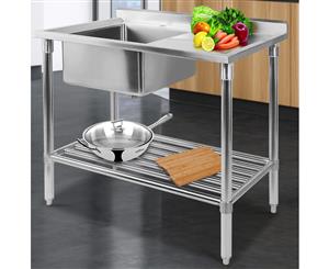 Cefito 1000x600mm Stainless Steel Sink Bench Kitchen Work Benches Single Bowl 304 Food Grade Stainless Steel