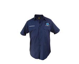 Cronulla Sharks NRL Short Sleeve Button Work Shirt Navy