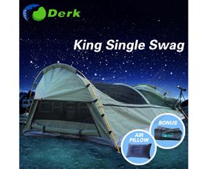 Derk King Single Swag Camping Swags Canvas Tent Deluxe Aluminum Poles & Bag Celadon