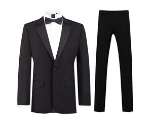 Dobell Mens Black 2 Piece Tuxedo Slim Fit Peak Lapel (46L Jacket with 40L Trousers)