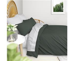 Dreamaker 250TC Washed Cotton Quilt Cover Set Dark Green