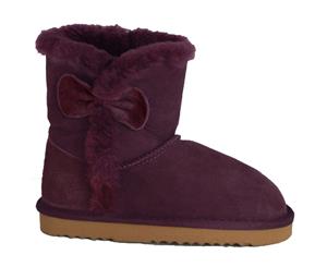 Eastern Counties Leather Childrens/Kids Coco Bow Detail Sheepskin Boots (Purple) - EL130