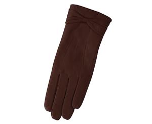 Eastern Counties Leather Womens/Ladies Ruched Bow Gloves (Brown) - EL215