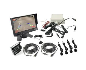 Elinz 7" Monitor Car CCD 4PIN Reversing Camera 90 600TVL Ultrasonic Parking Sensors