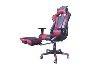 Extra Wide Deluxe Gaming Chair Footrest Office Computer Seating Racing Pu Leather Red