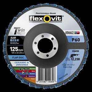 Flexovit 125 x 22mm P60 Multi Material Abrasive Flap Disc