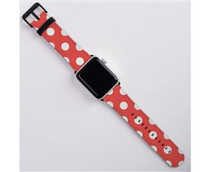 For Apple Watch Band (42mm) Series 1 2 3 & 4 Leather Strap Polka Dot Brown