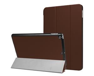For iPad 20182017 9.7in CaseStylish Karst Textured 3-fold Leather CoverCoffee