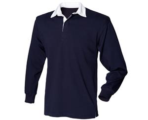 Front Row Kids Unisex Long Sleeve Plain Rugby Sports Polo Shirt (Pack Of 2) (Navy) - RW6681