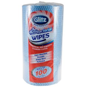 Glitz Antibacterial Wipes On A Roll - 100 Pack
