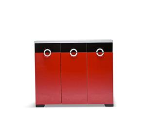 Gloss Red & Black 30 Pair Shoe Storage Cabinet