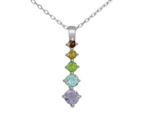 Happy Raindow Gemstones Necklace on Sterling Silver 925