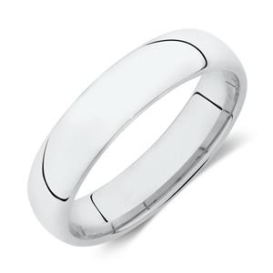 High Domed Wedding Band in 10ct White Gold