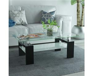 High-Gloss Coffee Table with Lower Shelf 110x60x40 cm Black