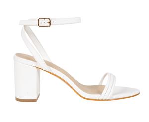 Honest Wildfire Womens strappy block heel party Spendless - White