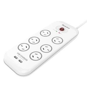 Huntkey SAC607 6 Outlet Surge Protected Powerboard with Dual 5V 2.4A USB Ports