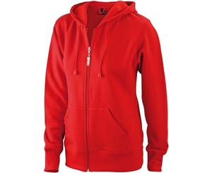 James And Nicholson Womens/Ladies Hooded Jacket (Red) - FU345