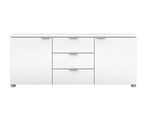 Kyana 2 Door 3 Drawer High Gloss Buffet Storage Cabinet Cupboard Dresser - White