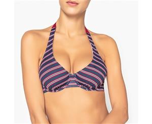 La Redoute Collections Womens Striped Bikini Top - Navy Striped