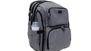 La Tasche Iconic Nappy Backpack - Grey with Black Trim