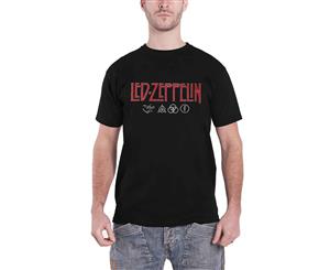 Led Zeppelin T Shirt Logo & Symbols Band Logo Official Mens - Black