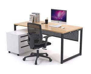Litewall Evolve - Modern Office Desk Office Furniture [1200L x 800W] - maple black modesty
