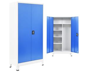 Locker Cabinet with 2 Doors Metal Grey and Blue Storage Organiser Unit