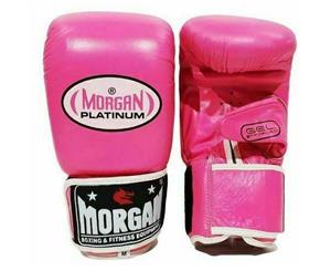 MORGAN Platinum Gel Curved Leather Bag Mitts Boxing Mitts - Fluro Pink