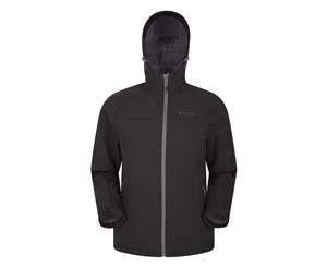 Mountain Warehouse Men's Softshell Jacket with Windproof and Water Resistant - Black