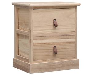 Nightstand Paulownia Wood 2 Drawers Bedside Cabinet Couch Side Table