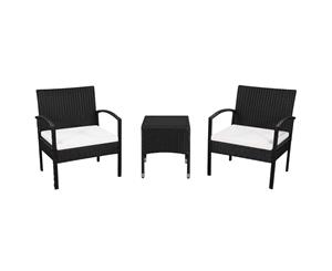 Outdoor Bistro Set 5 pcs Poly Rattan Black and Cream White Chair Table