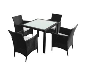 Outdoor Dining Set 9 Piece Poly Rattan Black Garden Patio Table Chairs
