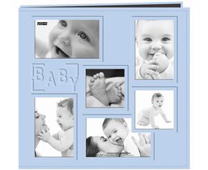 Pioneer Embossed Collage Frame Post Bound Album 12&quotX12"-Baby - Blue