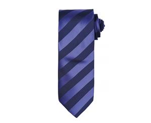 Premier Mens Club Stripe Pattern Formal Business Tie (Navy/Navy) - RW5238