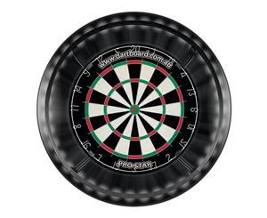 Pro Star Genuine Bristle Dart Board and BLACK Dartboard Surround and Target Corona Light with Darts