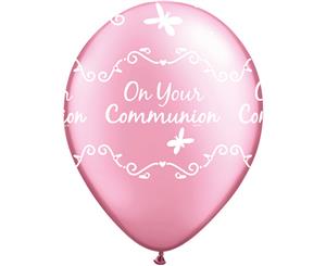 Qualatex On Your Communion Latex Balloons (Pack Of 6) (Pink) - SG9677