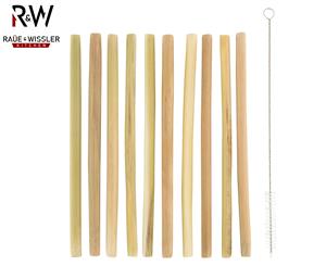 Rae & Wissler Eco Friendly Reusable Bamboo Straw 10-Pack w/ Cleaner