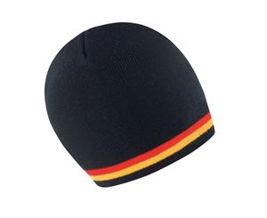 Result Unisex Winter Essentials National Beanie Hat (Black / Red / Gold) - RW3704