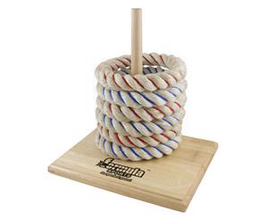 Rope Quoits Set Quality Out Door Family Game includes Wooden Base & Peg