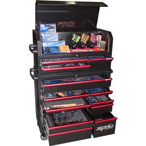 SP Tools Sumo Red/Black 488 Piece 5 Drawer Tool Chest & 13 Drawer Roller Cabinet Kit SP50554