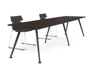 San Fran - Executive 2 Person Training / Meeting Room Table Black Legs [2400L x 700W] - wenge